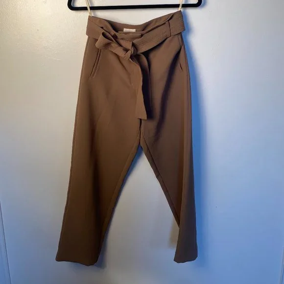 Wilfred Tie-Front Cropped Japanese Crepe Pants, sz 4/27 - Picture 5 of 6